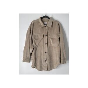 Cisono Women Corduroy Shacket Large Tan Oversized Button Shirt Jacket‎